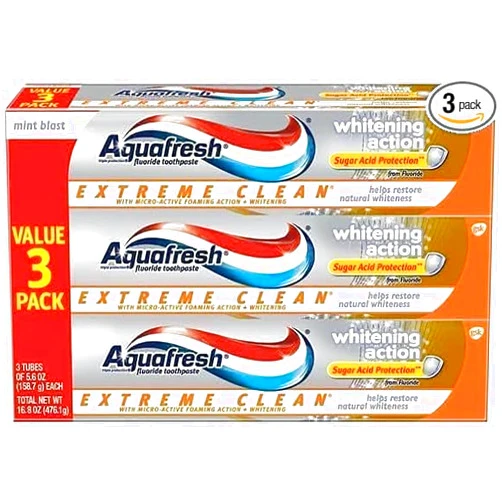 Generic Extreme Clean Aqua~Fresh Whitening Action Fluoride Toothpaste for Cavity Protection, 5.6 Ounce-(Pack of 3)