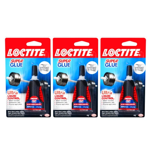 Loctite Super Glue Ultra Liquid Control, Clear Superglue, Cyanoacrylate Adhesive Instant Glue, Quick Dry - 4 g Bottle, 3 Pack