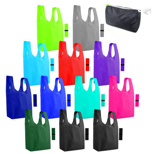 BeeGreen 12Pack Reusable Shopping Bags with Elastic 50LBS Grocery Totes with Zipper Pouch Polyester Foldable Washable Xlarge Lightweight for Shopper Camp Travel Outdoor Home
