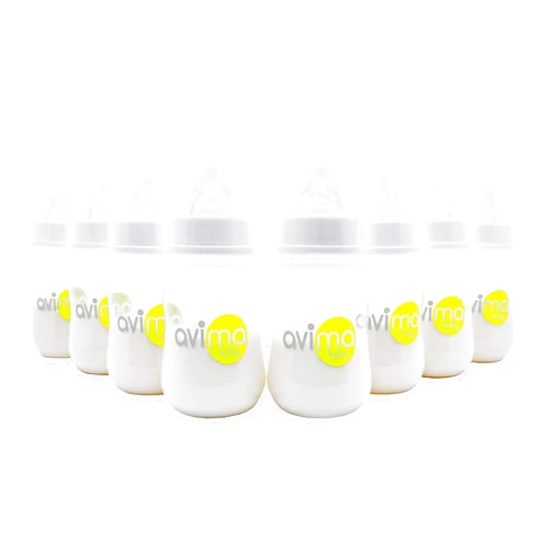 Avima 4 oz Anti Colic Newborn Baby Bottles, BPA Free, Standard Neck with Slow Flow Nipples (Set of 8)