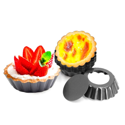 DECWXON 12 PCS Egg Tart Molds Tart Pan 3 Inch Mini Quiche Pans Mini Pie Pan Small Baking Molds, Mini Tart Pans Removable Bottom Reusable Bakeware for Cheese Cakes, Desserts