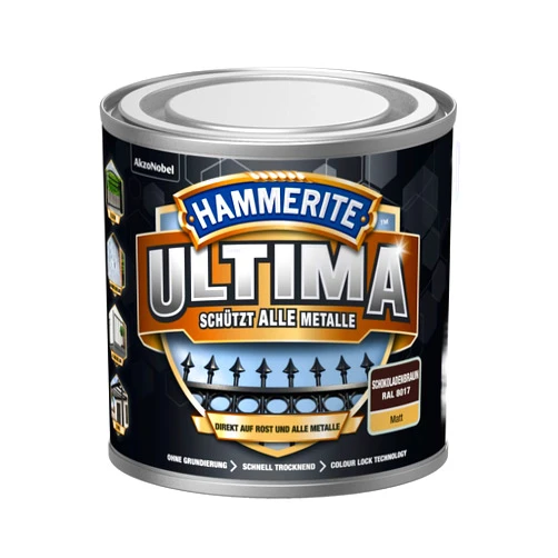 Hammerite Ultimate 5379740 Metal Protection Paint Rust 250 ml Matt Chocolate Brown RAL 8017