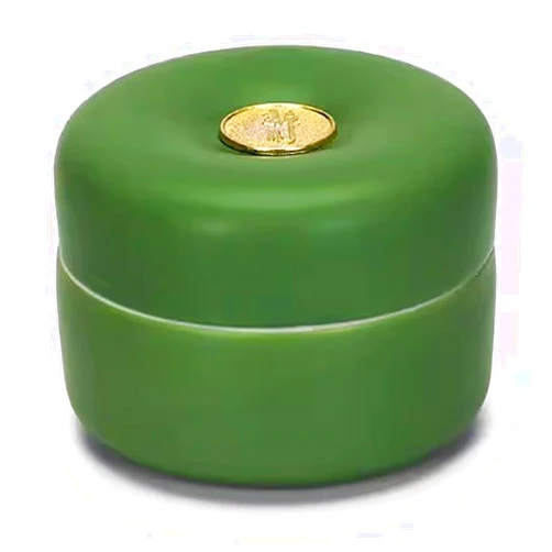 HUADAO Portable Mini Ceramic Tea Canister Green 2.3 Ounce Capacity, Indoor Outdoor Porcelain Storage Jar Tea Tins with Airtight Lid, Small Tea Can Kitchen Containers for Loose Tea, Coffee