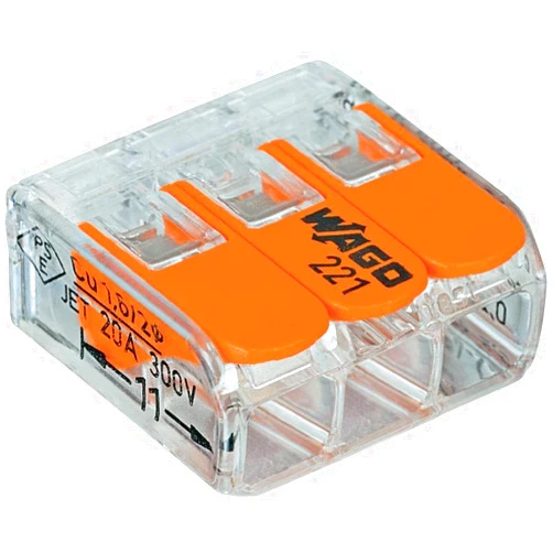 Wago 221-413 LEVER-NUTS 3 Conductor Compact Splicing Connectors Qty 50 Pack of 50