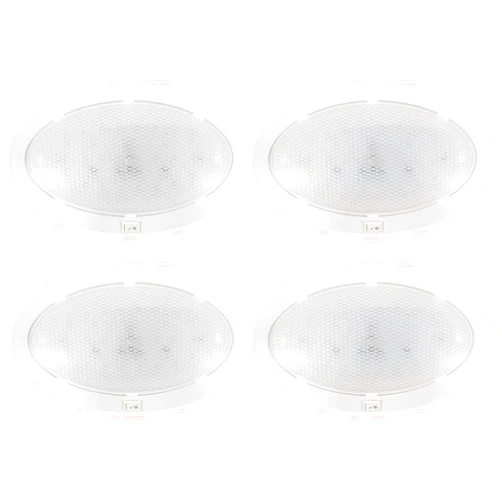 JAMESVAN 4X LED 12V Pancake Light RV Caravan Trailer Boat RV Interior Lighting Ceiling Lights Dome Lamp CSA UL 8 inch Oval Pancake 12 Volt RV Ceiling Light for Caravan Trailer Boat RV Motorhomes