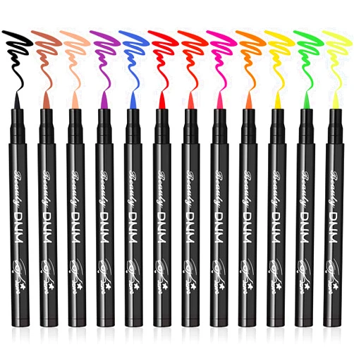 LOKFAR 12 Colors Matte Liquid Eyeliner Colorful Set, Matte Liquid Colorful Eye-Liner Pen Neon Colored Eyeliner Eye Makeup, Long Lasting Water-Proof Smudge-Proof Smooth Liquid Eyeliner Pen -#A