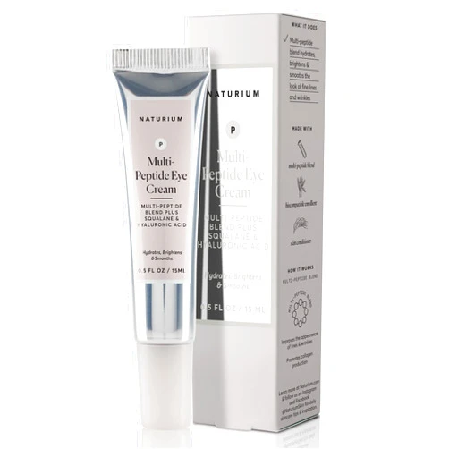 Naturium Multi-Peptide Eye Cream, Smoothing & Anti-Aging Skincare, with Squalene & Hyaluronic Acid, 0.5 oz