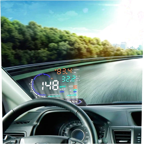 VGEBY 5.5'' HUD Head Display, Windshield Screen Projector Vehicle Speed, Hud Overspeed Alarm, Km/h MPH, OBDII/EUOBD Interface Plug Car Hud Screen