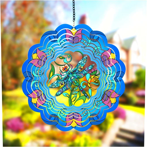 DKJOCKY Dragonfly Metal Wind Spinners - Gifts for Women Mom Grandma Wife, Hanging Wind Spinner for Outdoor & Indoor Decorations, 12 inch Wind Spinner for Christmas Ornament Gifts