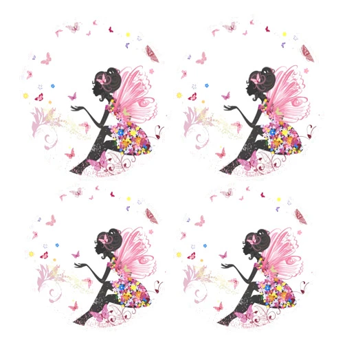 YIPOCH Flower Fairy Girl Coasters Set of 4 Drink Coasters for Coffee Table Round Coasters for Drinks Bar Funny Coasters portavasos para mesa Outdoor Coasters for Patio Table