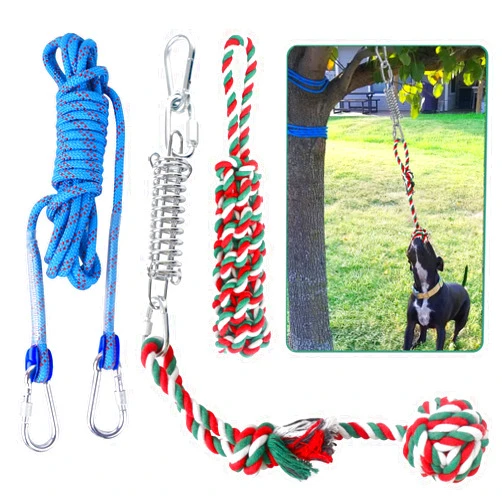 HOPET Dog Outdoor Bungee Solo Hanging Toy, Tether Tug of War Dog Toys for Pitbull Small Large Aggressive Chewers Dogs to Exercise, Durable Interactive Dog Tug Toy, Dog Rope Toys