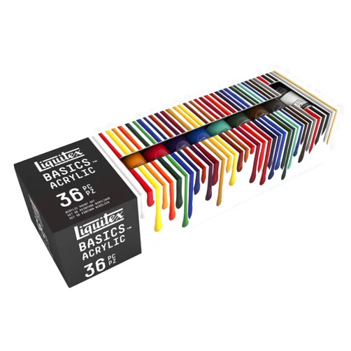 Liquitex 2023470 Basic Acrylic Paint Set with 0.74 oz Tubes, Assorted Color - Set of 36