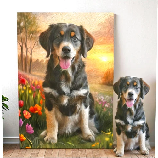 Custom Dog Portrait – Personalized Pet Art Poster or Canvas in Watercolor Painting Style – Unique Gift for Dog Lovers – Made from Your Photo
