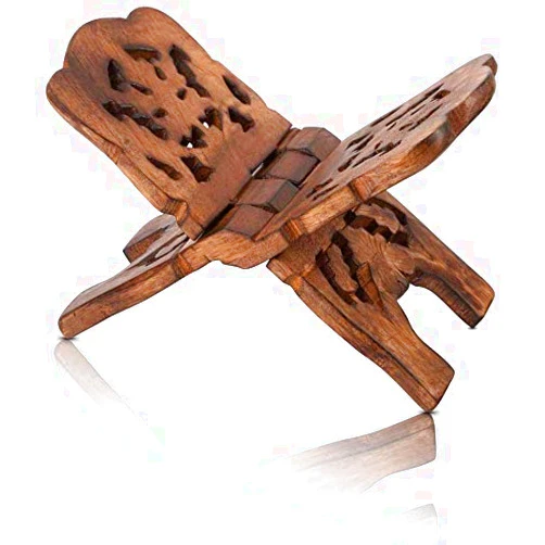 The Great Indian Bazaar Beautiful Handmade Wooden Prayer Book Display Stand Holder Rehal for Religious Holy Books The Bible Quran Geeta Foldable Book Rest Traditional Living Room Home Decor Accents (12 (L) x 6 (W) Inches)