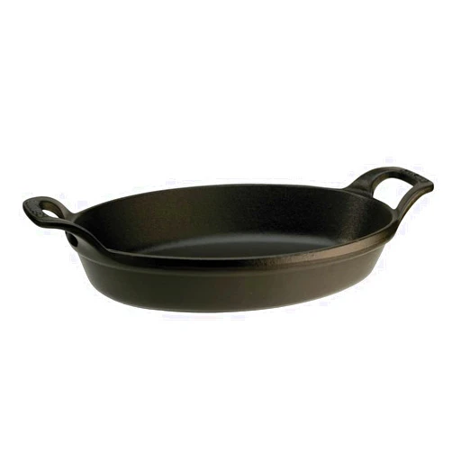 Staub Cast Iron 11-inch x 8-inch Oval Baking Dish - Matte Black, Made in France