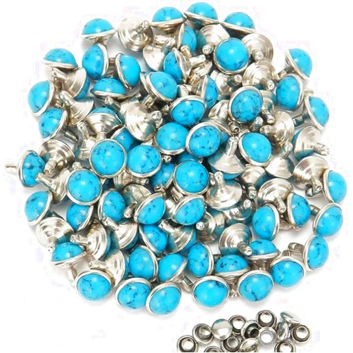 SIXAOAZZ Rivets for Leather Crafting 100 Pieces Blue Green Turquoise Decorative Rivets Suitable for DIY Belt Boots Jacket Clothing Accessories (10mm)