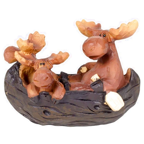 Slifka Sales Co. Slifka Sales Company Moose Family in Canoe Resin Decorative Tabletop Figurine