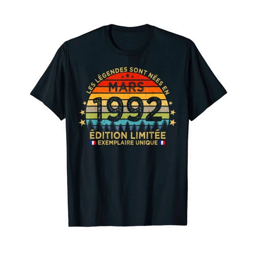 Vintage Anniversaire Mars 1992 Patriotic Co Anniversaire 30 Ans Les Legendes Sont Nees en Mars 1992 T-Shirt