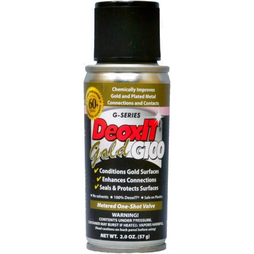 CAIG LABORATORIES DeoxIT Gold G100S-2 Spray, Contact Cleaner/Enhancer/Protector for Surfaces, 57g, Metered One-Shot Valve, 100% Solution, Non-Drip, Pack of 1