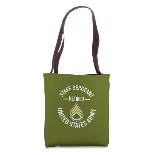 J.Bergsonn U.S. Military Army SSG Retirement Staff Sergeant SSG Retired Army Military Retirement Gifts Tote Bag