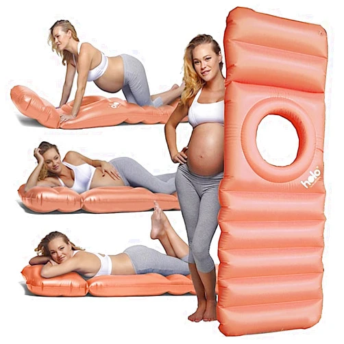 HOLO The Original Inflatable Pregnancy Pillow with Hole for Tummy Sleeping - Full Body Support for Pregnant Belly, Back, Hips - Relax Land+Water, Yoga, Babymoon, SPD - Maternity Must Have (Peach)
