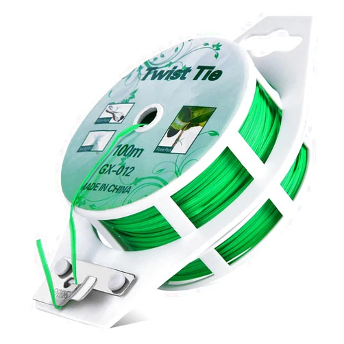 PGarden-EZ Twist Ties - All-Purpose Coated 328feet Garden Plant Ties with Trimmer Garden Twine Support Ties Reusable for Gardening Plants Growth and Care, Office Home Cable Organization (Green)
