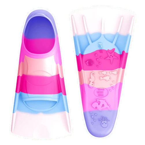 Gintenco Swim Fins, Kids Swim Training Fins for Lap Swimming, Travel Size Flippers with Mesh Bag, Silicone Swimming Fins for Kids Teens Adults Women Men