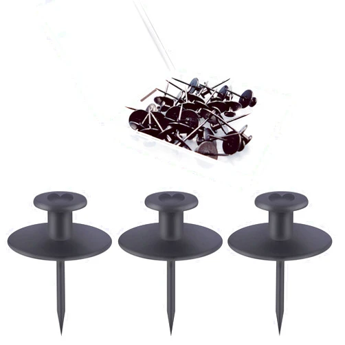 Hoaisun 30 PCS Push Pins Picture Hangers Wall Hooks, Double Headed Thumb Tacks for Wall Hangings, Renter Friendly Decor Small Picture Frame Hangers for Drywall Cork Board Home Office Photo Decorations(Black)