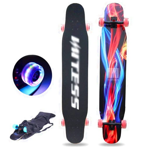 REMIGHTELY BRIGHT 47-inch Flash Wheel Dance Board, Beginner Professional Skateboard, Longboard, Adult 4 Wheel Skateboard (Color : D)