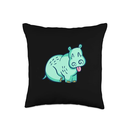 Afrika Safari, Nilpferd Geschenke, lustige Sprüche Green Colour Design for Hippo Friends Throw Pillow, 16x16, Multicolor