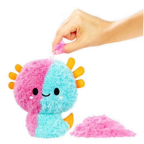 Fluffie Stuffiez Axolotl Small Collectible Feature Plush - Surprise Reveal Unboxing with Huggable ASMR Fidget DIY Fur Pulling, Ultra Soft Fluff