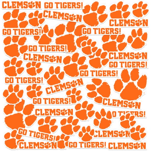 GRAPHICS & MORE Clemson University Wordmark Logo 50ct Vinyl Large Deluxe Stickers Variety Pack - Laptop, Water Bottle, Scrapbooking, Tablet, Skateboard, Indoor/Outdoor