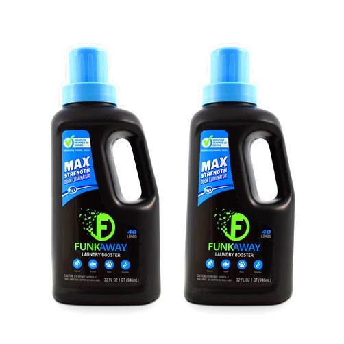 FunkAway Laundry Detergent Booster, 32 oz., 2 Pack, Eliminates Extreme Trapped-In Odors and Stains from Activewear, Sports Uniforms, Pet Bedding, Towels and Bed Linens