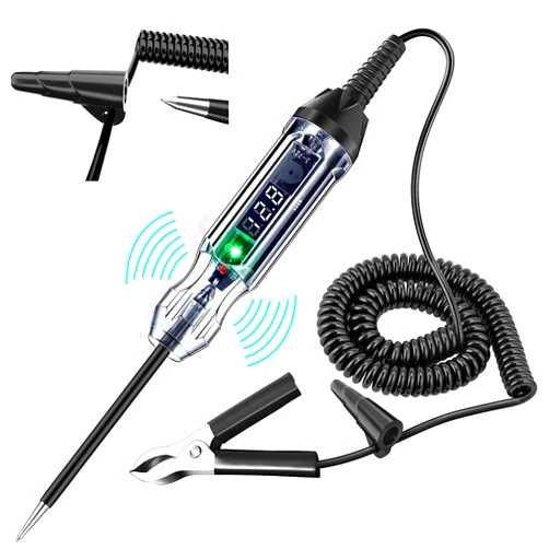 EVOULTES Upgraded 3-72V Buzzer Automotive Test Light, Heavy Duty Digital LED Circuit Tester with Voltmeter and Dual Color Polarity Indicate Light, Bidirectional DC Voltage Tester Electric Light Test Pen