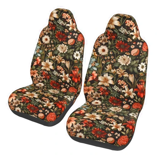 MAGIFUN Vintage Floral Seat Covers for Front Seats Flower Peony Rose Seat Cushion for SUV or Truck Retro Auto Accessories Bucket Seat Covers Women Girls Men