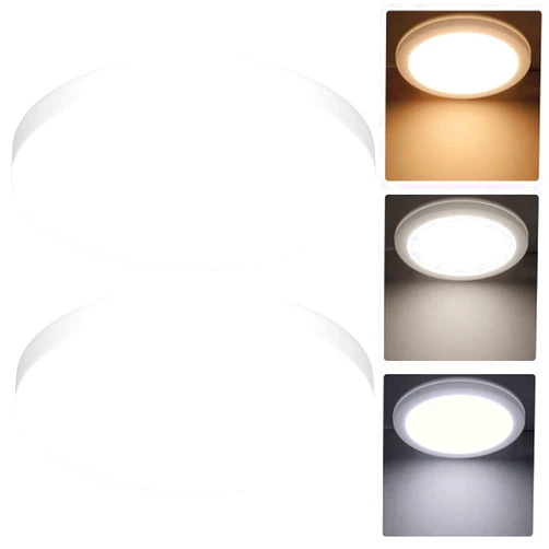 BesLowe 2-Pack 150W Equivalent LED Flush Mount Ceiling Light Fixture 8.5in Modern Dimmable 18W 1260LM Adjustable 3 Color Temperatures 3000K/ 4000K/ 5000K Round Close to Ceiling Light for Kitchen Hallway White