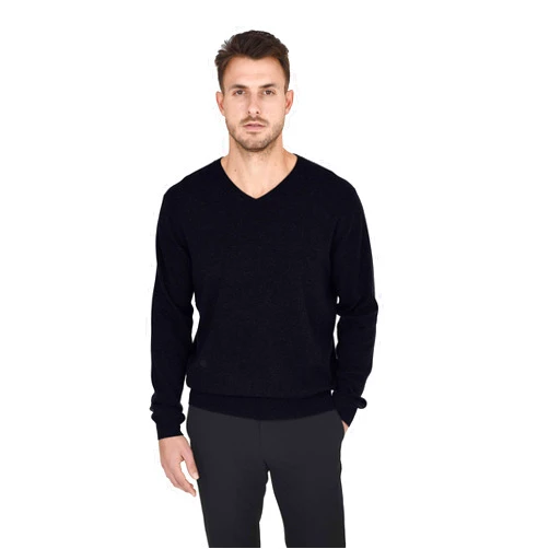 Cashmeren Men's Essential Knit V-Neck Sweater 100% Merino Wool Long Sleeve Classic Pullover