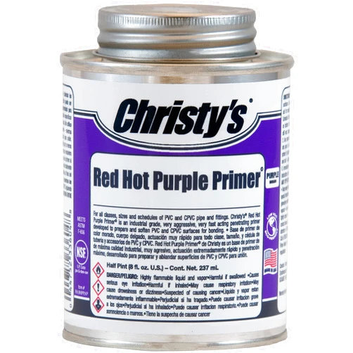 Christy's Red Hot Purple PVC/CPVC Primer - Industrial Grade, 1/2 Pint (8 fl oz)