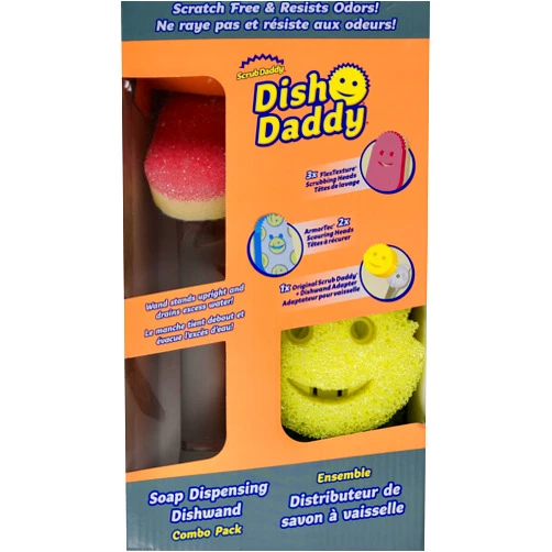 Scrub Daddy Dish Daddy Soap Dispensing Dish Wand Sponge, Combo Pack