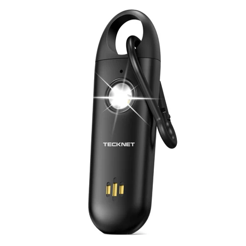 TECKNET Personal Safety Alarm,Portable Personal Alarm for Women with Flashing Strobe Light & Low Battery Alert,130dB Rechargeable Emergency Keychain Alarms for Women ,Men,Kids,Seniors(Black)