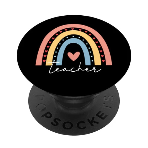 Ly Jane Ave. Boho Rainbow Heart Teacher - Colorful Educator Inspiration PopSockets Standard PopGrip