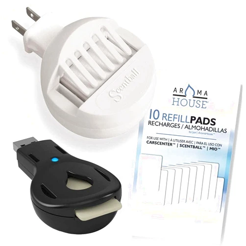 AromaHouse Aromatherapy Diffuser Bundle with Scentball, Aromakey USB & Refill Pads (10) Pack