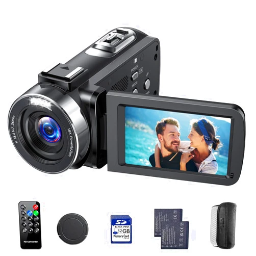CAMWORLD 4K Video Camera Camcorder 42MP YouTube Vlogging Camera 18X Digital Zoom Webcam 3.0 Inch 270 Degree Rotation Screen Camcorders with 32G SD Card and 2 Batteries Recording While Charging