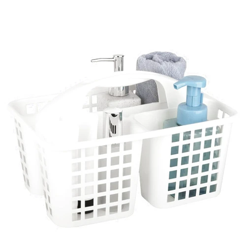 Andmey Cleanning caddy bucket, Plastic Storage Shower Caddy Basket with Handle for Garden, Cleaning Supplies, White