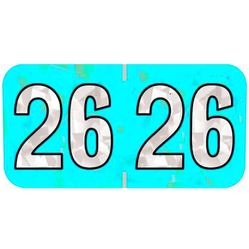 Doctor Stuff 2026 Year Stickers, Doctor Stuff 2026 Chart Stickers, Holographic Aqua Colored, USA Made Year Labels for End Tab File Folders, 500 Labels per Roll, 1 Roll, 3/4