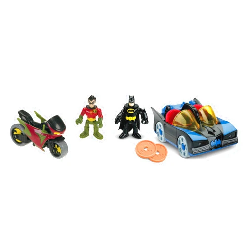 Fisher-Price Imaginext DC Super Friends Preschool Toy Batman Batmobile & Cycle Vehicle Set, 2 Figures, for Pretend Play Kids Ages 3+ Years