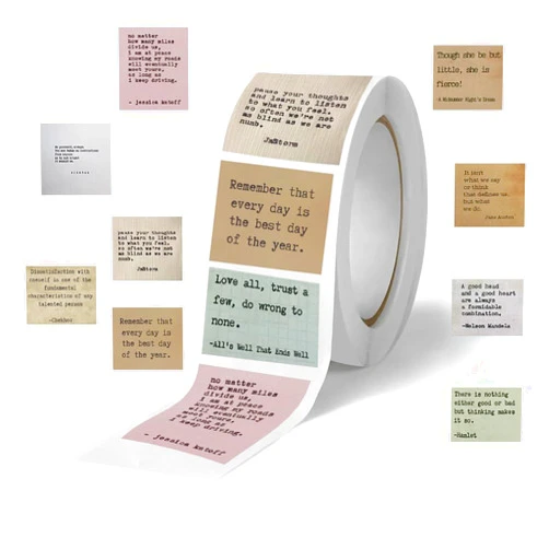 Letiezhi 500PCS Vintage Motivational Quote Sticker Roll Envelope Seals Stickers Retro Typewriter Style Sticker Inspirational Journaling Sticker Vintage Scrapbook Sticker for Planner (500 per roll)