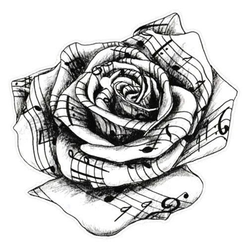 EB Store Rose Music Notes Vinyl Waterproof Sticker Decal Car Laptop Wall Window Bumper Sticker 5''