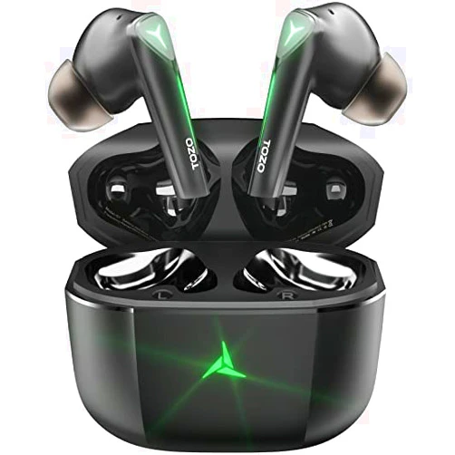TOZO G1 Wireless Earbuds Bluetooth 5.3 Headphones with 45ms Ultra Low-Latency, Cool Breathing Light, Ergonomic Design, Gaming/Deep Bass Music Mode Headset Built-in Micro, Stereo Sound, Matte Black