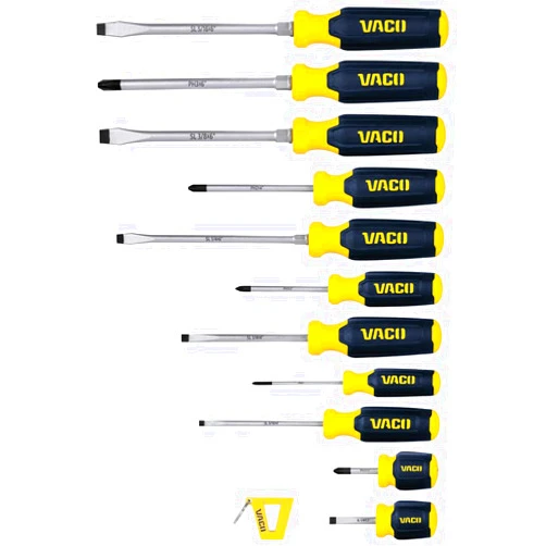 VACO VAC7122 12-Piece Screwdriver Set with Magnetizer, Phillips and Slotted Drivers, Laser-Etched Precision Blades and Comfort Handles